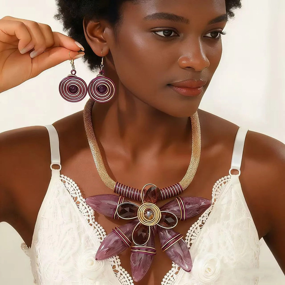 Turquoise Flower Statement Set