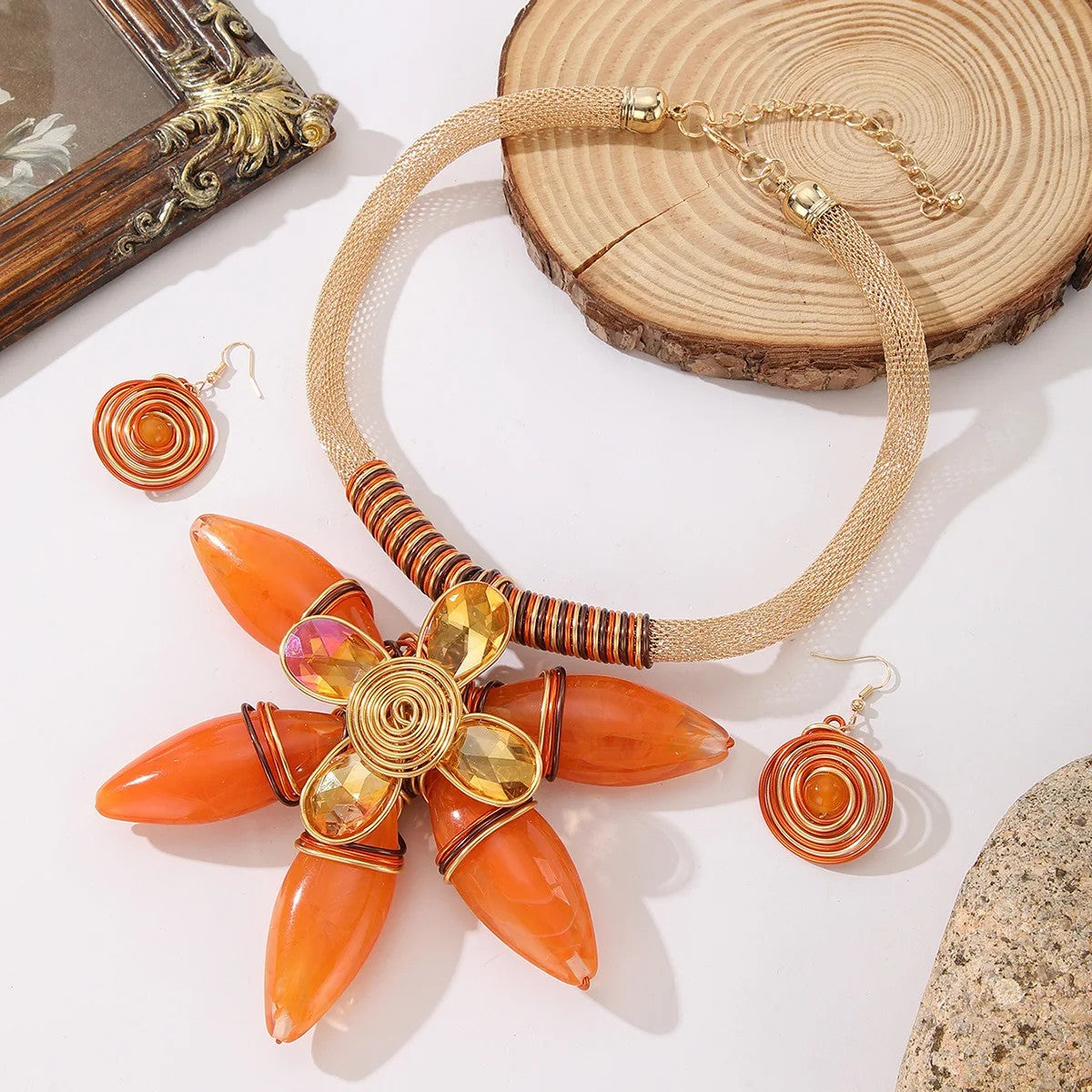 Turquoise Flower Statement Set