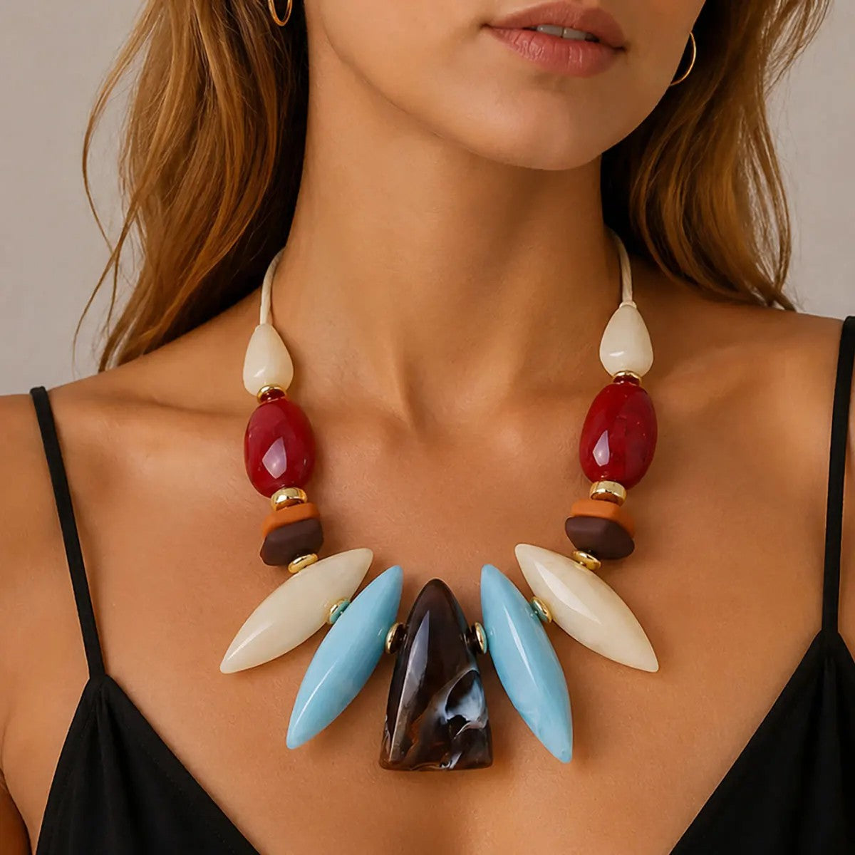 Geometric Resin Statement Necklace