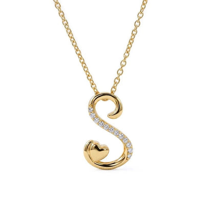 Crystal S Heart Swirl Necklace
