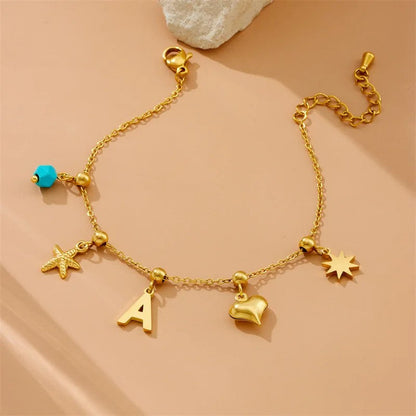 Starfish & Initial Charm Bracelet