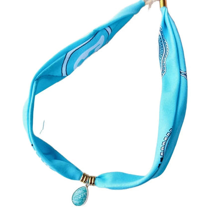 Blue Paisley Scarf Pendant Necklace