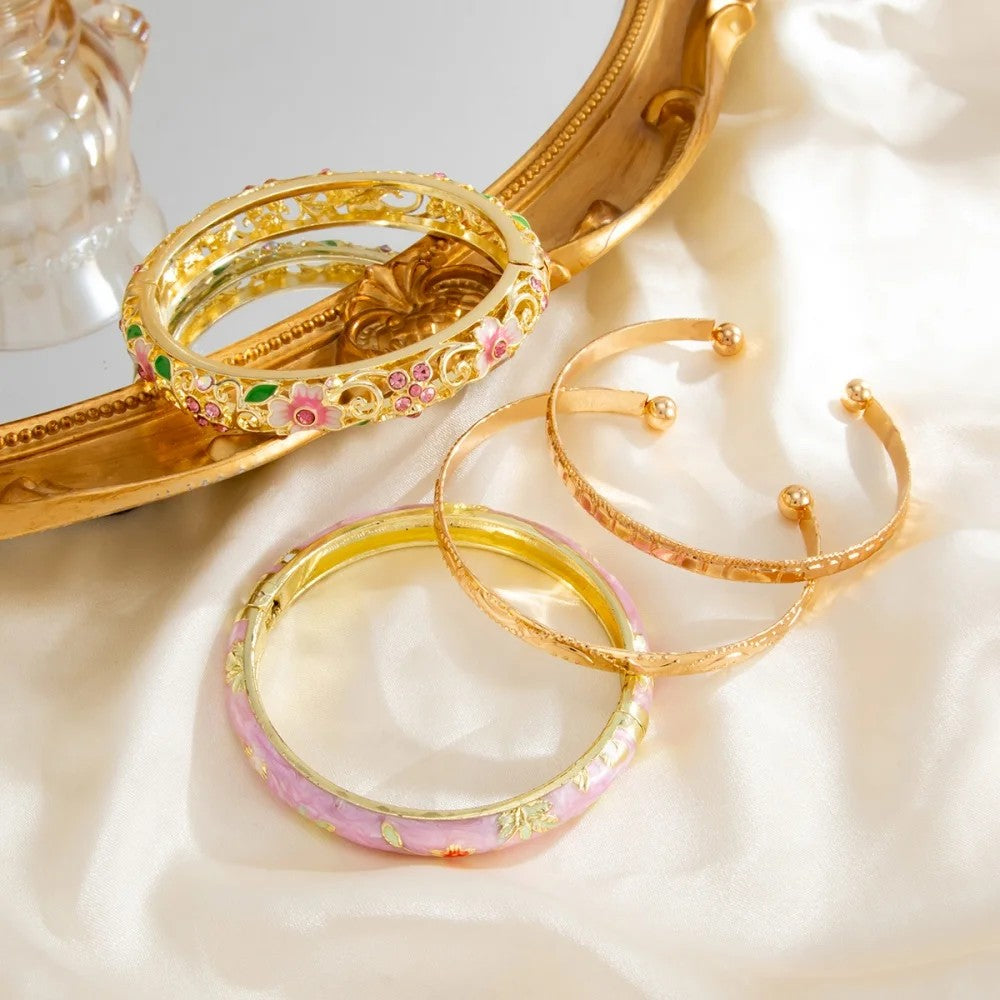 Floral Filigree Bangle Set