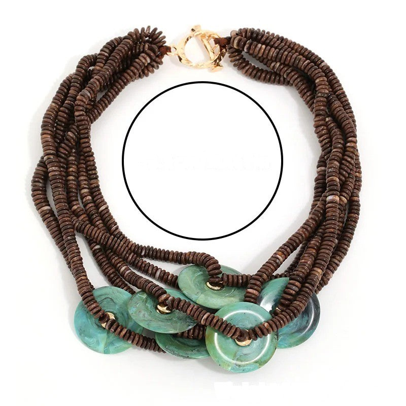 Layered Green Disc Necklace