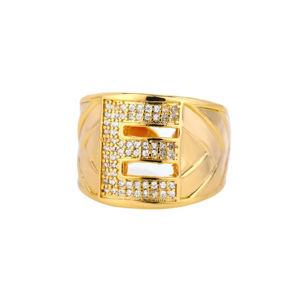 Crystal Initial Band Ring