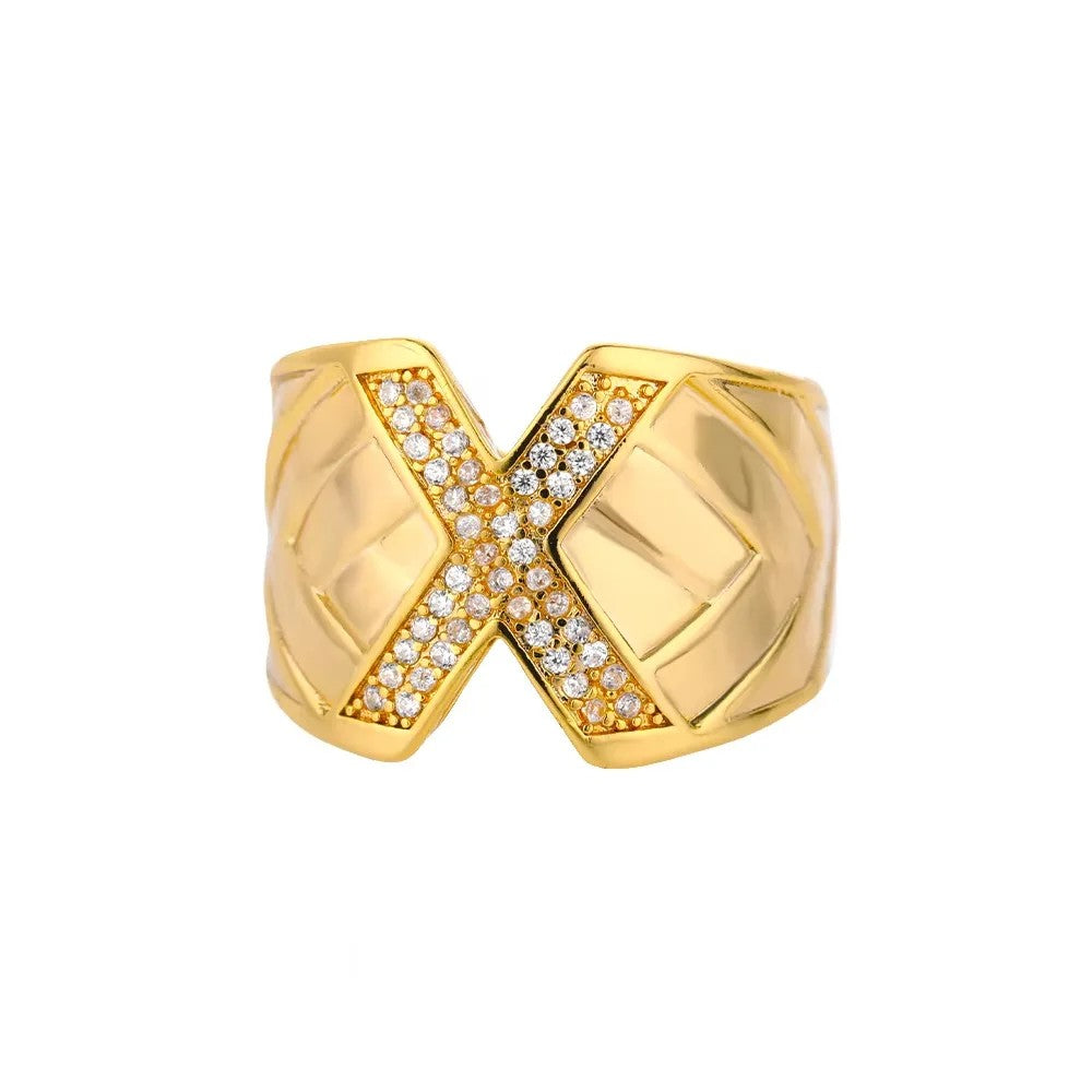 Crystal Initial Band Ring