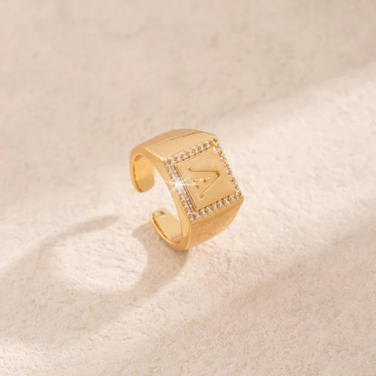 Square Initial Open Ring