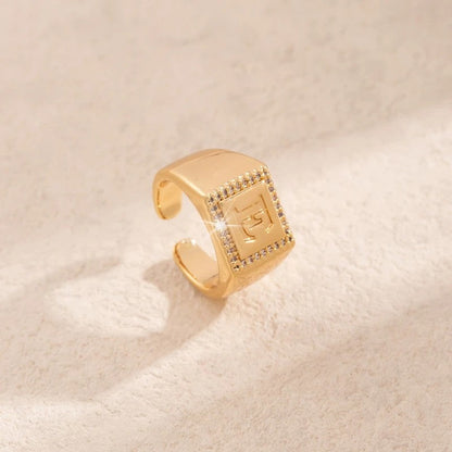 Square Initial Open Ring