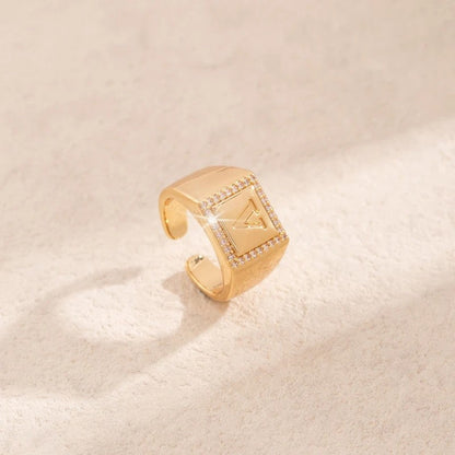 Square Initial Open Ring