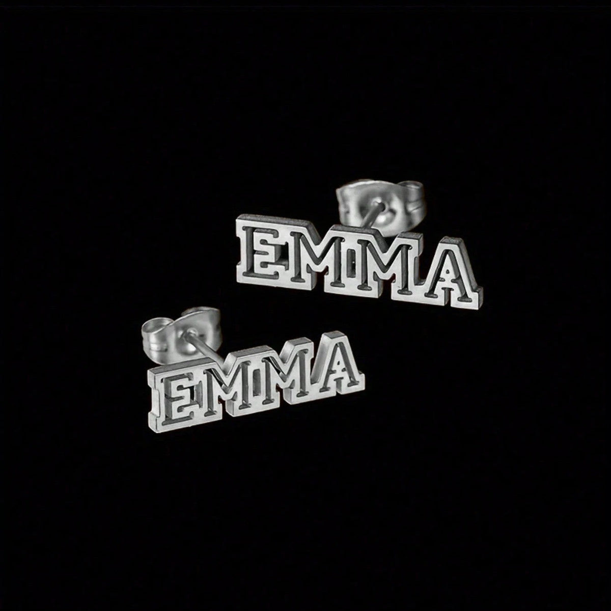 Custom Name Block Letter Stud Earrings