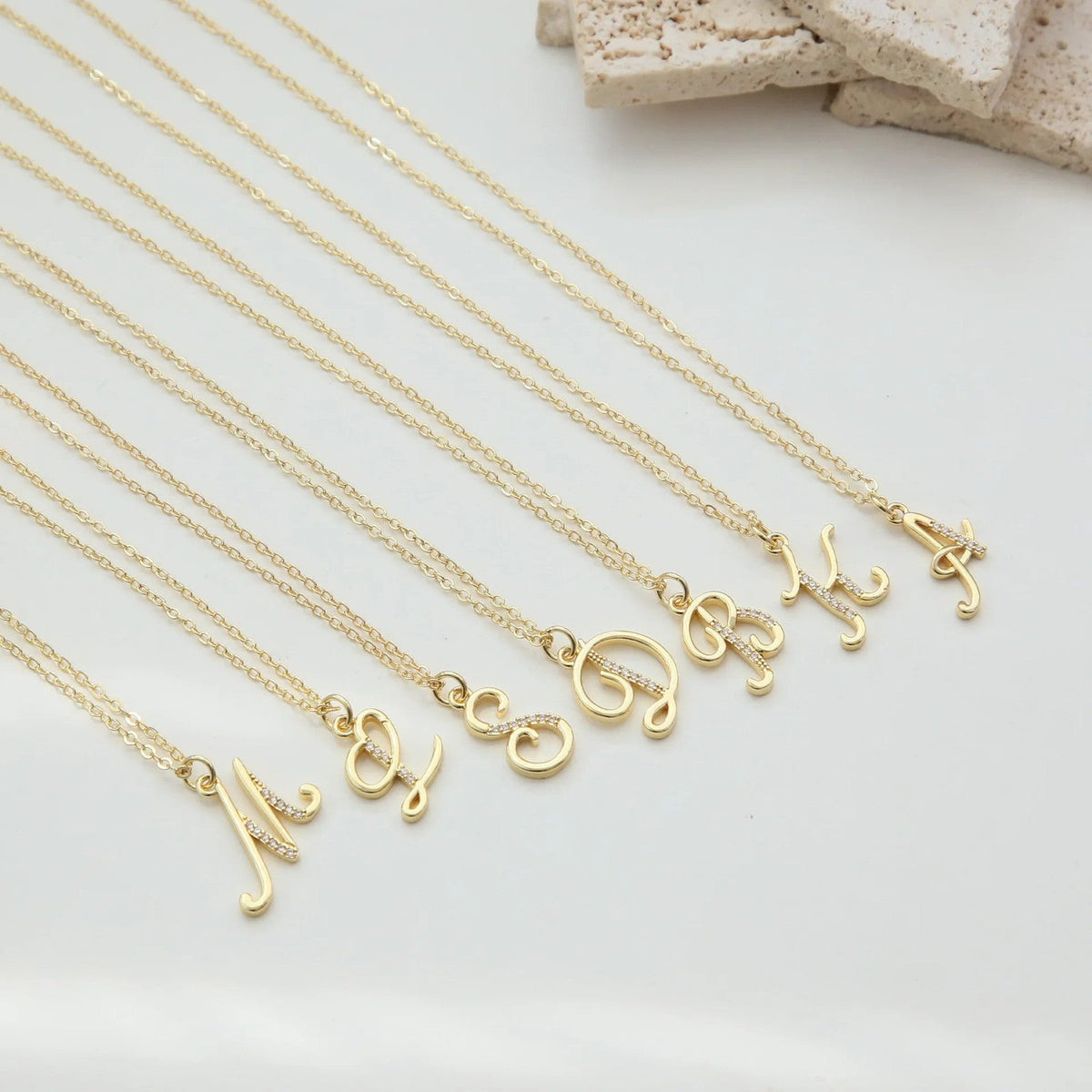 Zircon Script Initial Layered Necklace