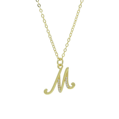 Zircon Script Initial Layered Necklace