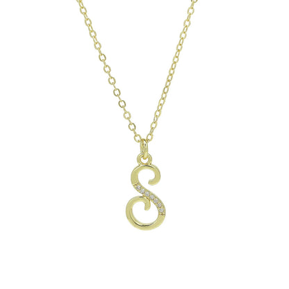 Zircon Script Initial Layered Necklace