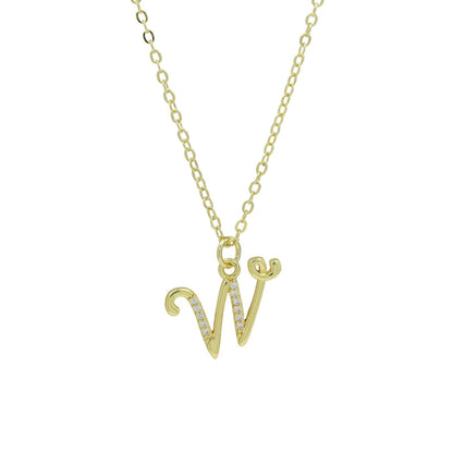 Zircon Script Initial Layered Necklace