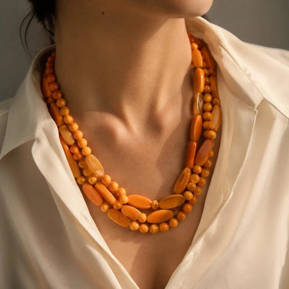 Amber Beaded Layered Necklace