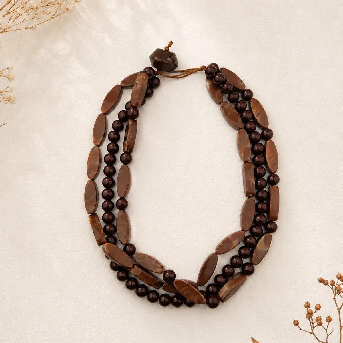 Amber Beaded Layered Necklace