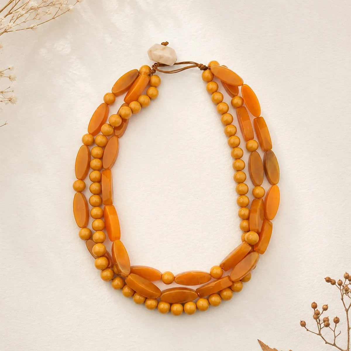 Amber Beaded Layered Necklace