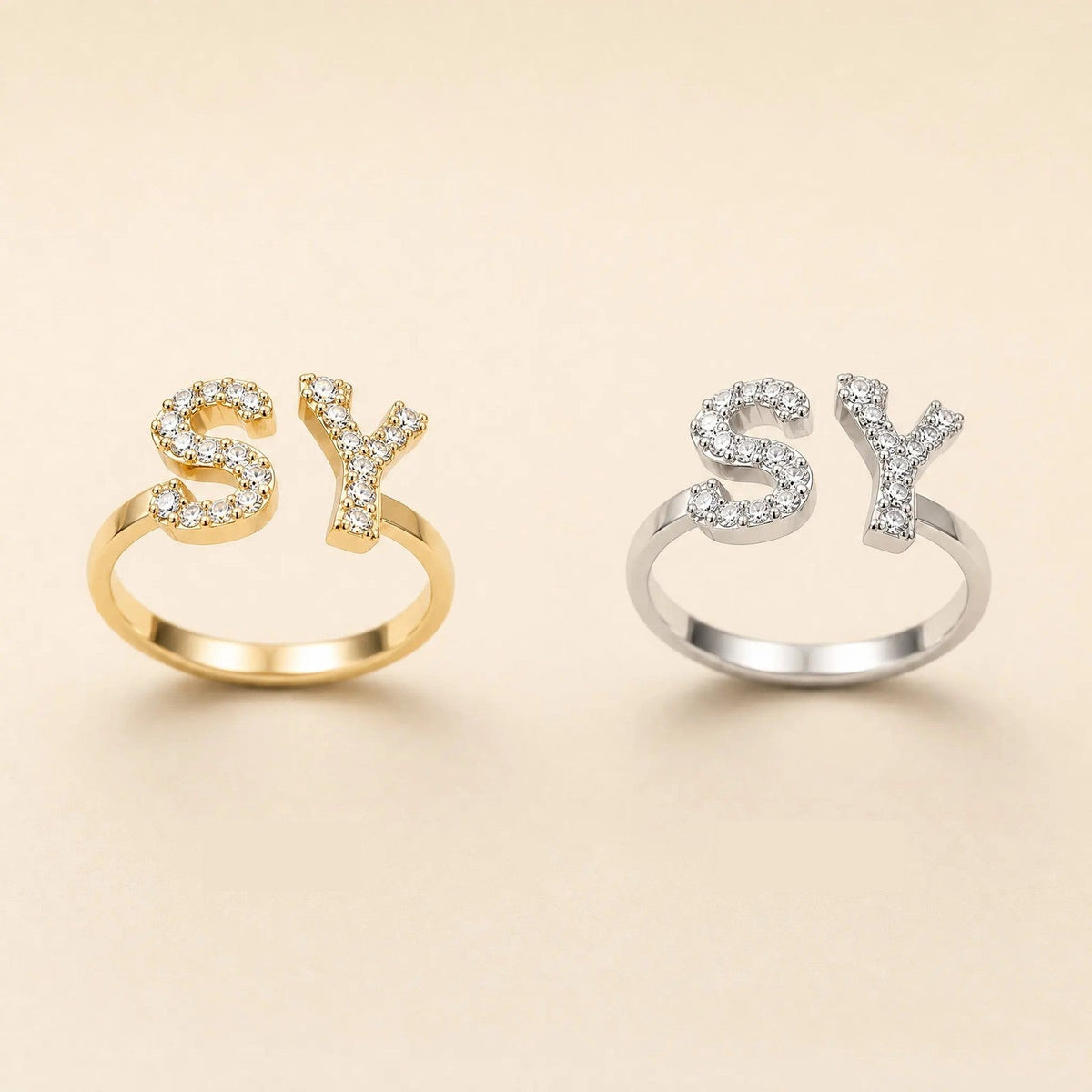 Crystal Initial Letter Ring