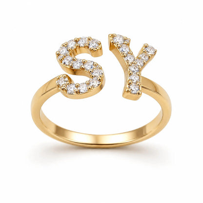 Crystal Initial Letter Ring