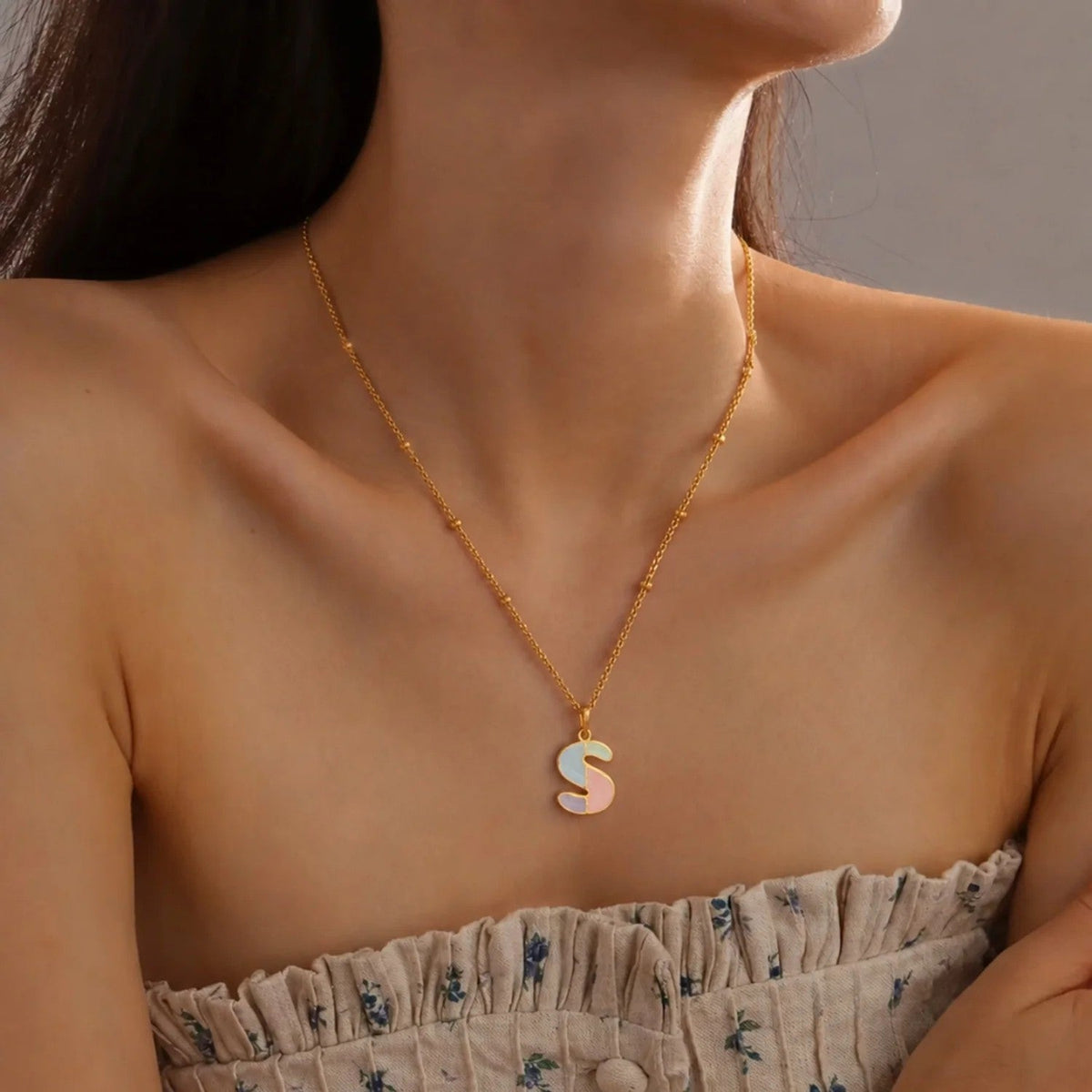 Colorful Enamel Initial Necklace