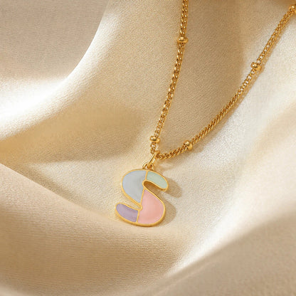 Colorful Enamel Initial Necklace