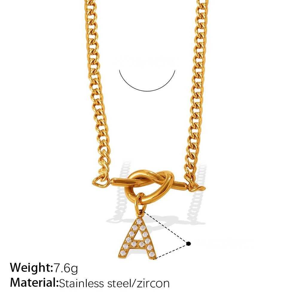 Zircon Initial Love Knot Necklace