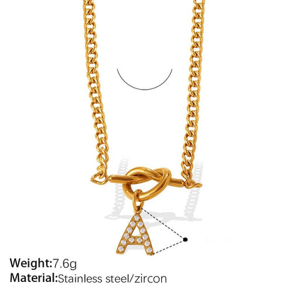 Zircon Initial Love Knot Necklace