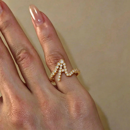 Crystal Initial Pinky Ring