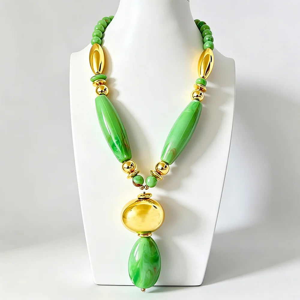 Coral Teardrop Statement Necklace