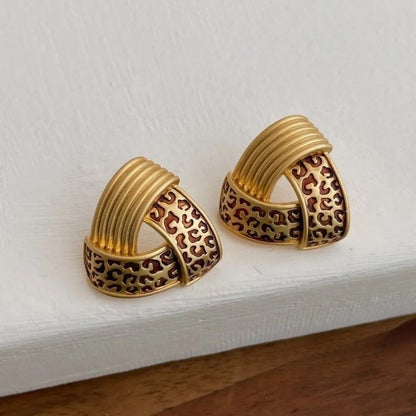 Leopard Triangle Stud Earrings