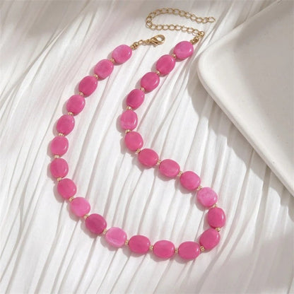 Multicolor Oval Bead Layered Necklace