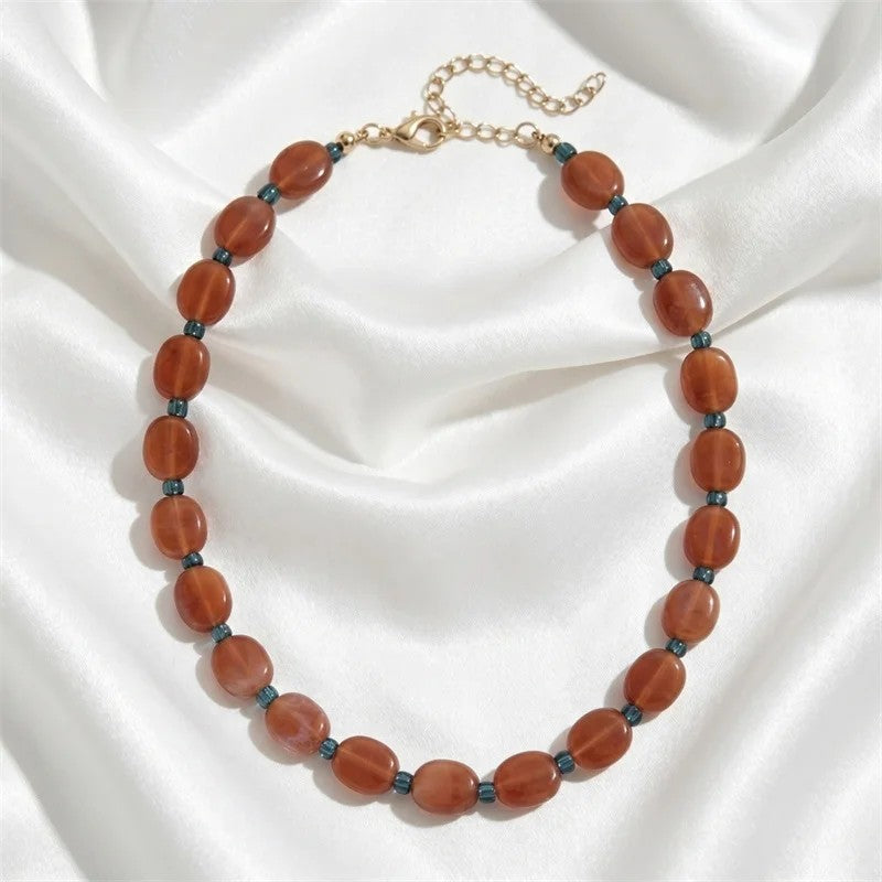 Multicolor Oval Bead Layered Necklace