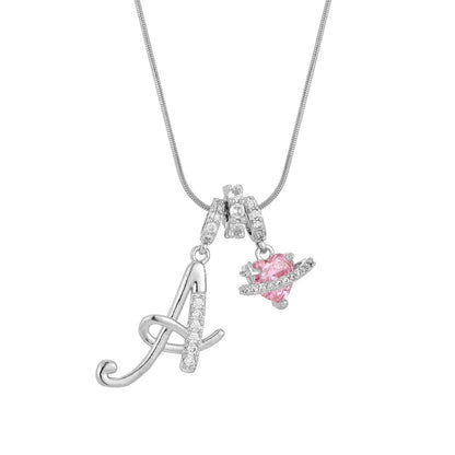 Crystal Initial & Flower Necklace