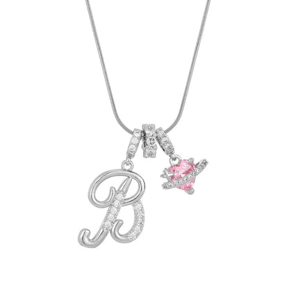Crystal Initial & Flower Necklace