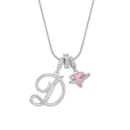 Crystal Initial & Flower Necklace