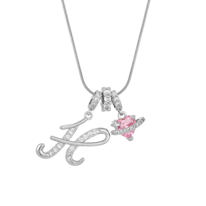 Crystal Initial & Flower Necklace