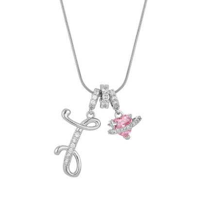 Crystal Initial & Flower Necklace