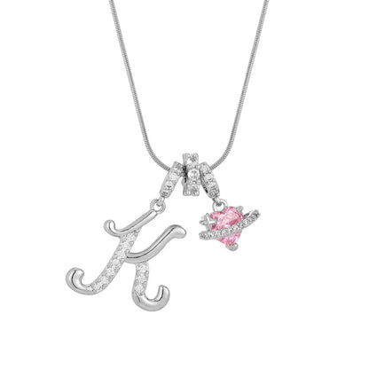 Crystal Initial & Flower Necklace