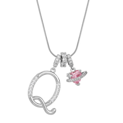 Crystal Initial & Flower Necklace