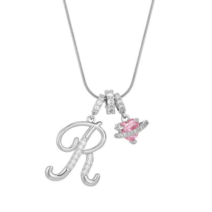 Crystal Initial & Flower Necklace