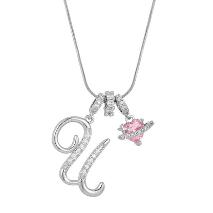 Crystal Initial & Flower Necklace