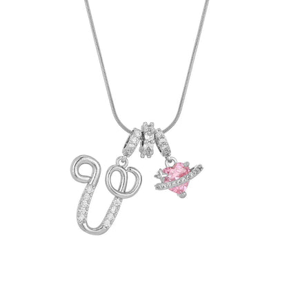 Crystal Initial & Flower Necklace