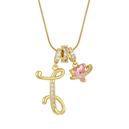 Crystal Initial & Flower Necklace