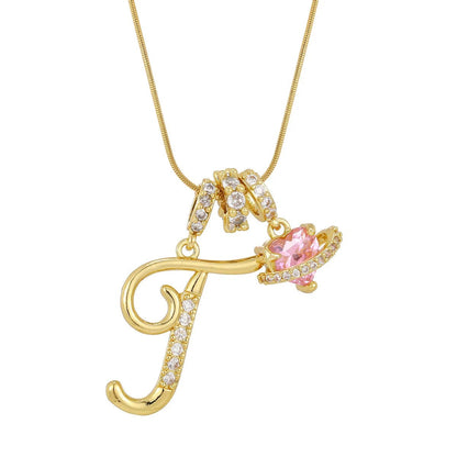 Crystal Initial & Flower Necklace