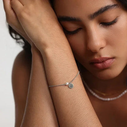 Pearl Initial Disc Bracelet