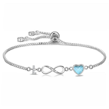 Infinity Letter & Blue Heart Bracelet