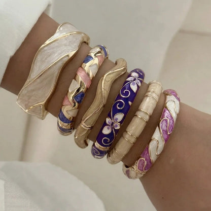 Enamel Floral Bangle Set