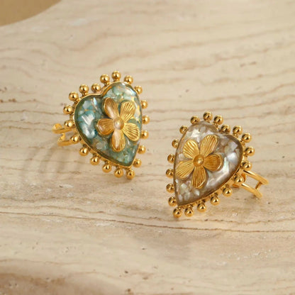 Heart Flower Adjustable Ring