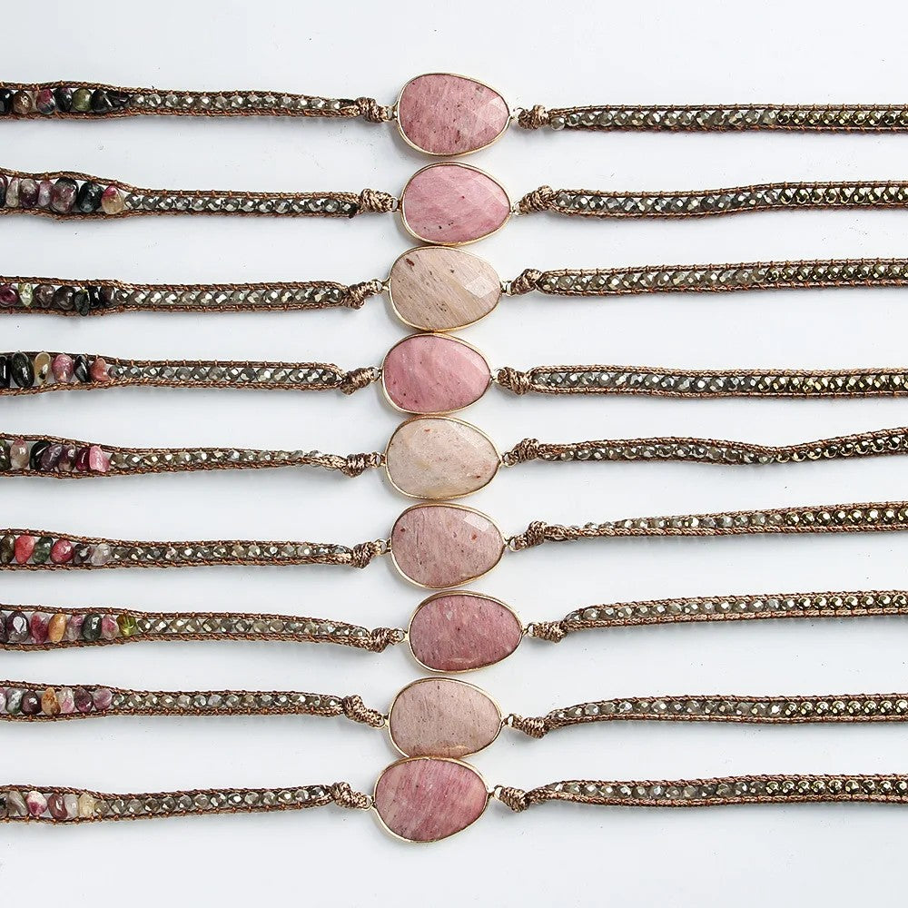 Hexagonal Stone Wrap Bracelet