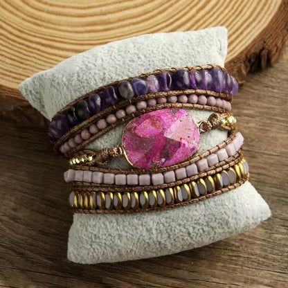 Hexagonal Stone Wrap Bracelet